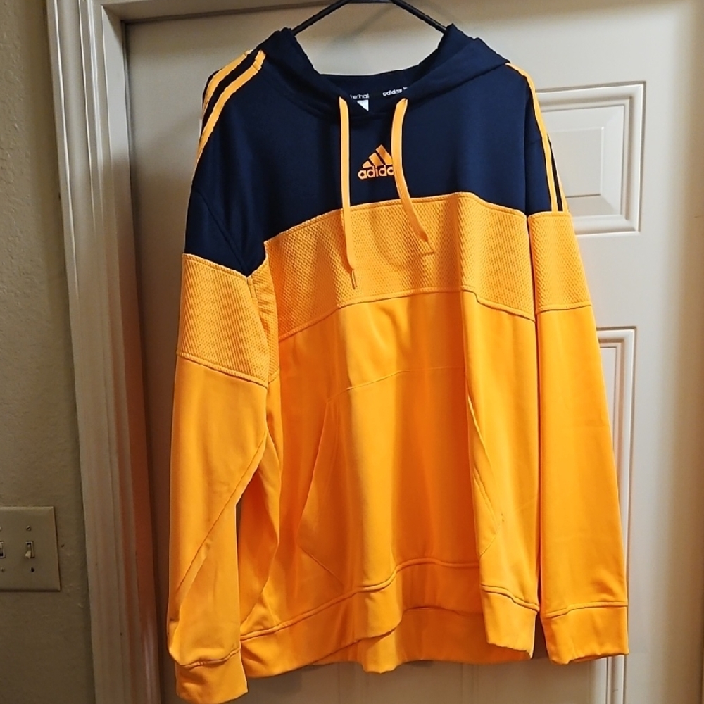 Adidas Navy and Yellow Hoodie